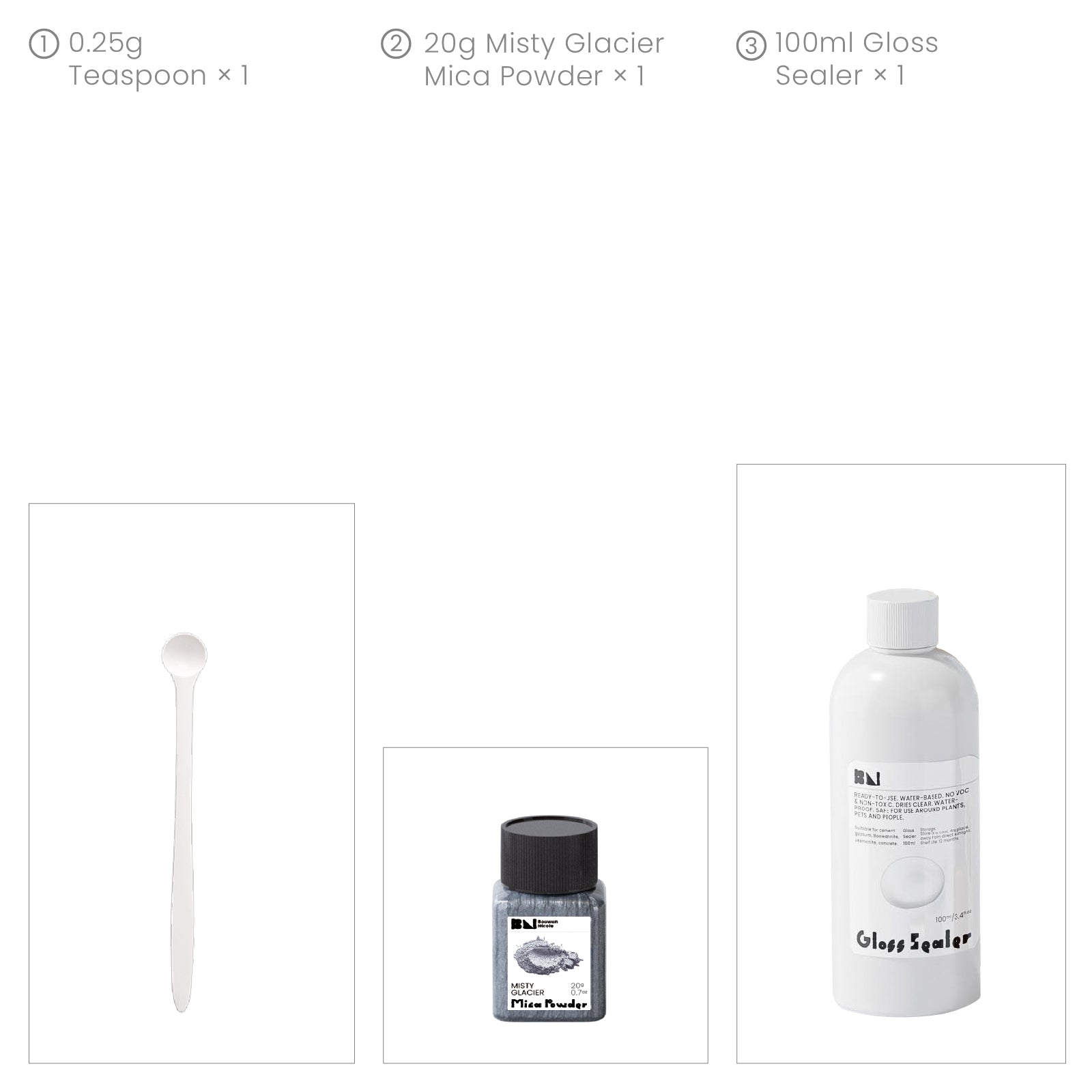 Glitter Colorable Acrylic Gloss Sealer Varnish With Mica Powder Kit-4 Of Crystal Forest Colors