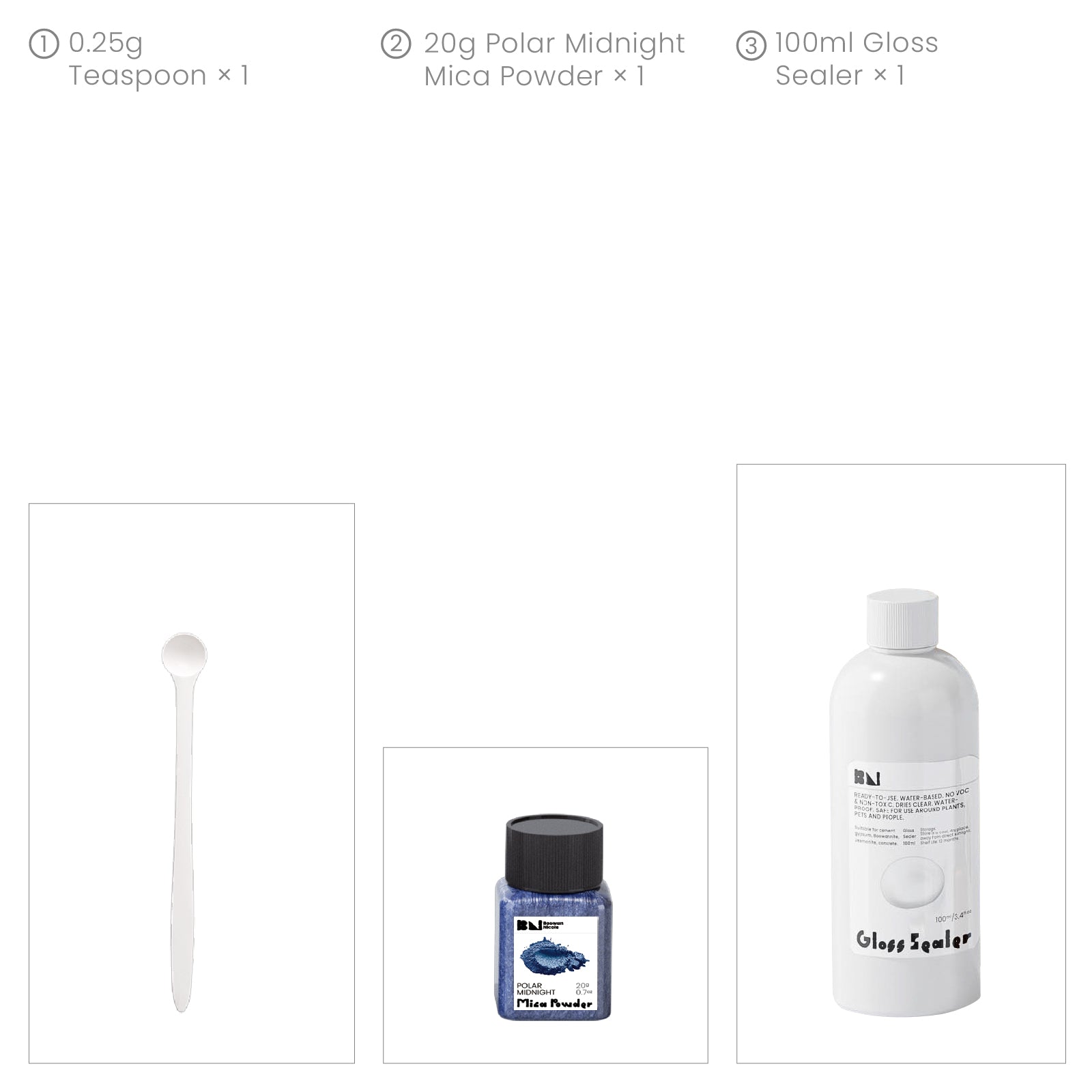 Glitter Colorable Acrylic Gloss Sealer Varnish With Mica Powder Kit-4 Of Crystal Forest Colors