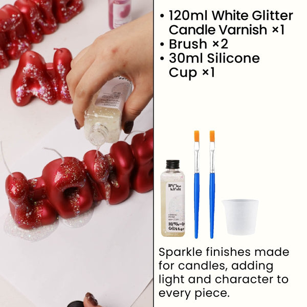 White Glitter Candle Varnish Set