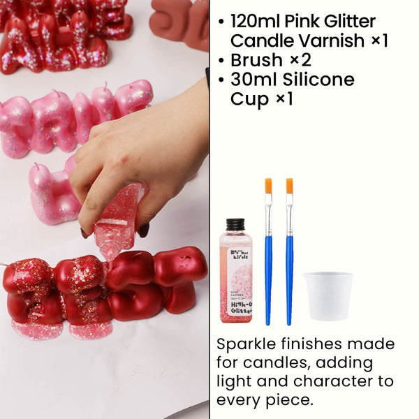 Pink Glitter Candle Varnish Set