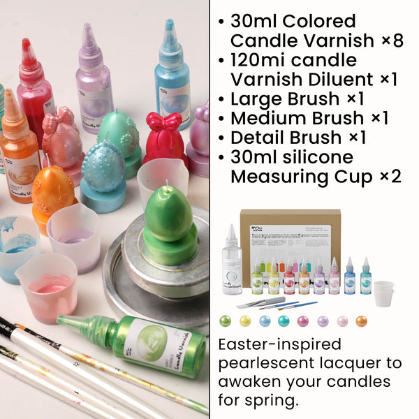 Colored Glossy Candle Varnish Set - 8 of Floral Colors