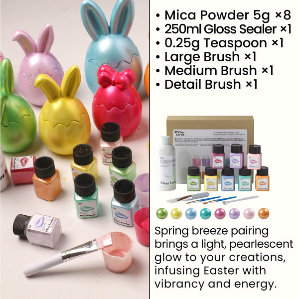 Glitter Colorable Acrylic Gloss Sealer Varnish with Mica Powder Kit- 8 of Floral Colors