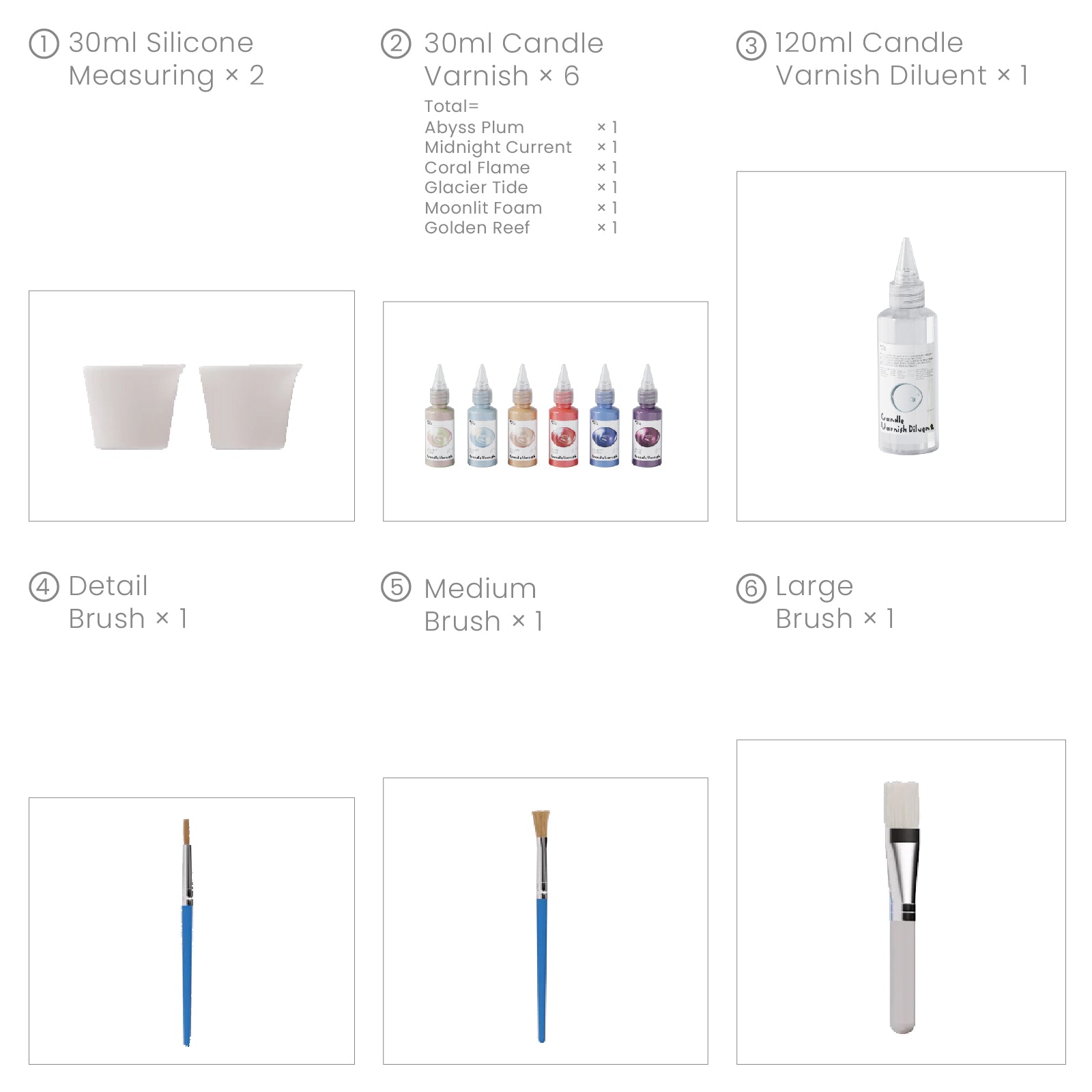 Colored Glossy Candle Varnish Set- 6 Of Ocean Colors