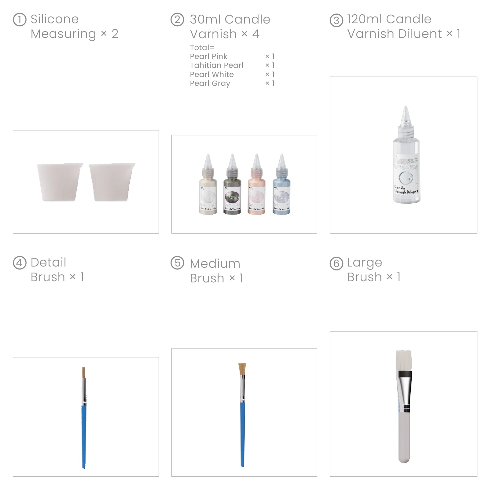 Colored Glossy Candle Varnish Set- 4 Of Pearl Colors