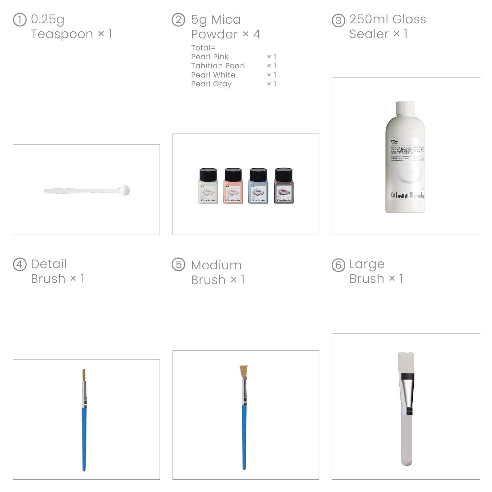 Glitter Colorable Acrylic Gloss Sealer Varnish With Mica Powder Kit-4 Of Pearl Colors