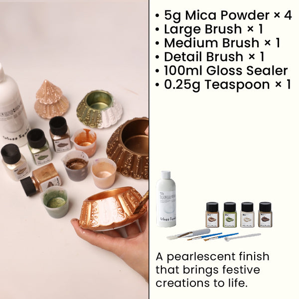 Glitter Colorable Acrylic Gloss Sealer Varnish With Mica Powder Kit-4 Of Christmas  Forest Colors