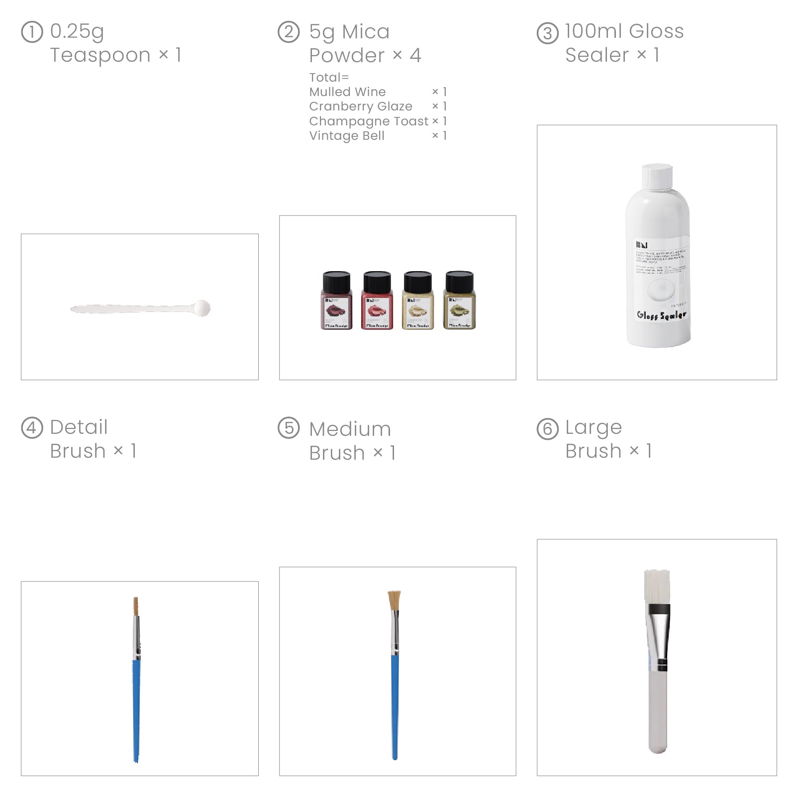 Glitter Colorable Acrylic Gloss Sealer Varnish With Mica Powder Kit-4 Of Vintage Gala Colors