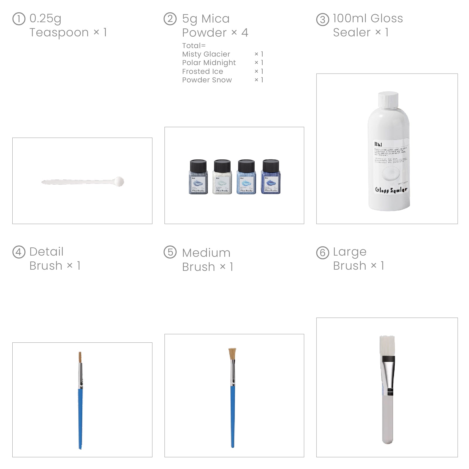 Glitter Colorable Acrylic Gloss Sealer Varnish With Mica Powder Kit-4 Of Crystal Forest Colors