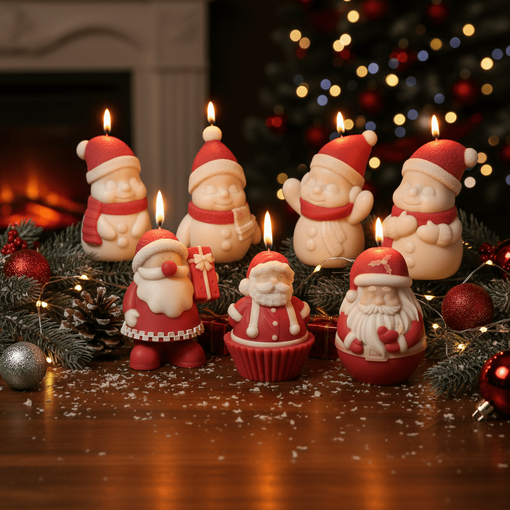 Gently Used Santa & Friend Candle Silicone Mold CollectionGently Used MoldLZ0615-Used