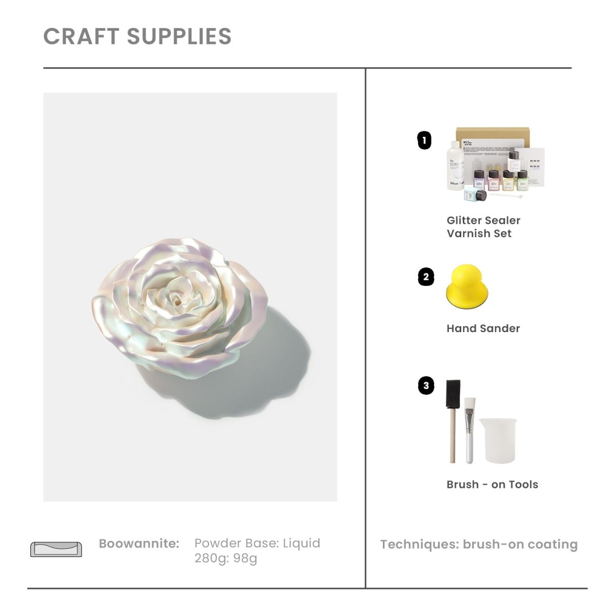 Craft Supplies - Glitter Sealer Varnish - 6 of spring / summer vibe & Brush on Tools & Hand Sander - Boowan Nicole