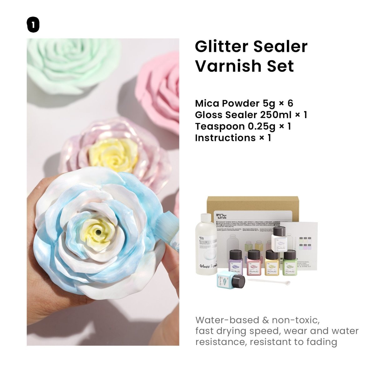 Get the glitter colorable gloss sealer varnish set - 6 of Spring Summer Vibe  Boowan Nicole