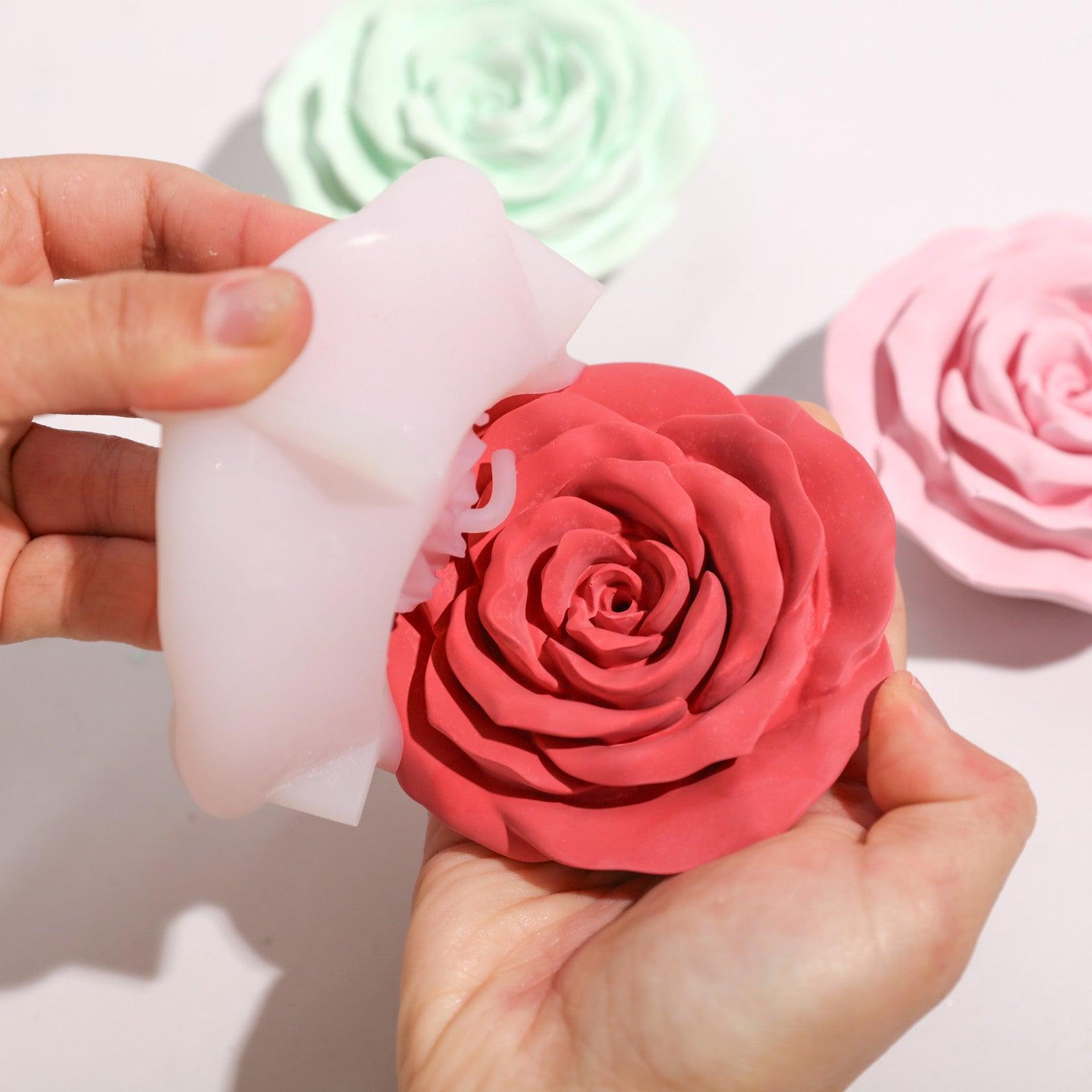 Demolded blooming red rose incense holder from silicone mold- Boowan Nicole