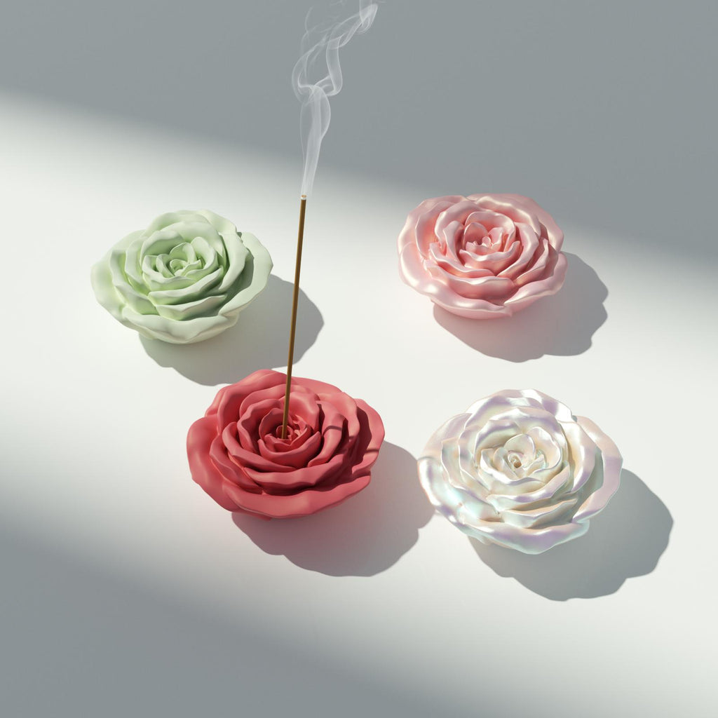Handcrafted flower incense holders in various colors and finishes - Boowan Nicole