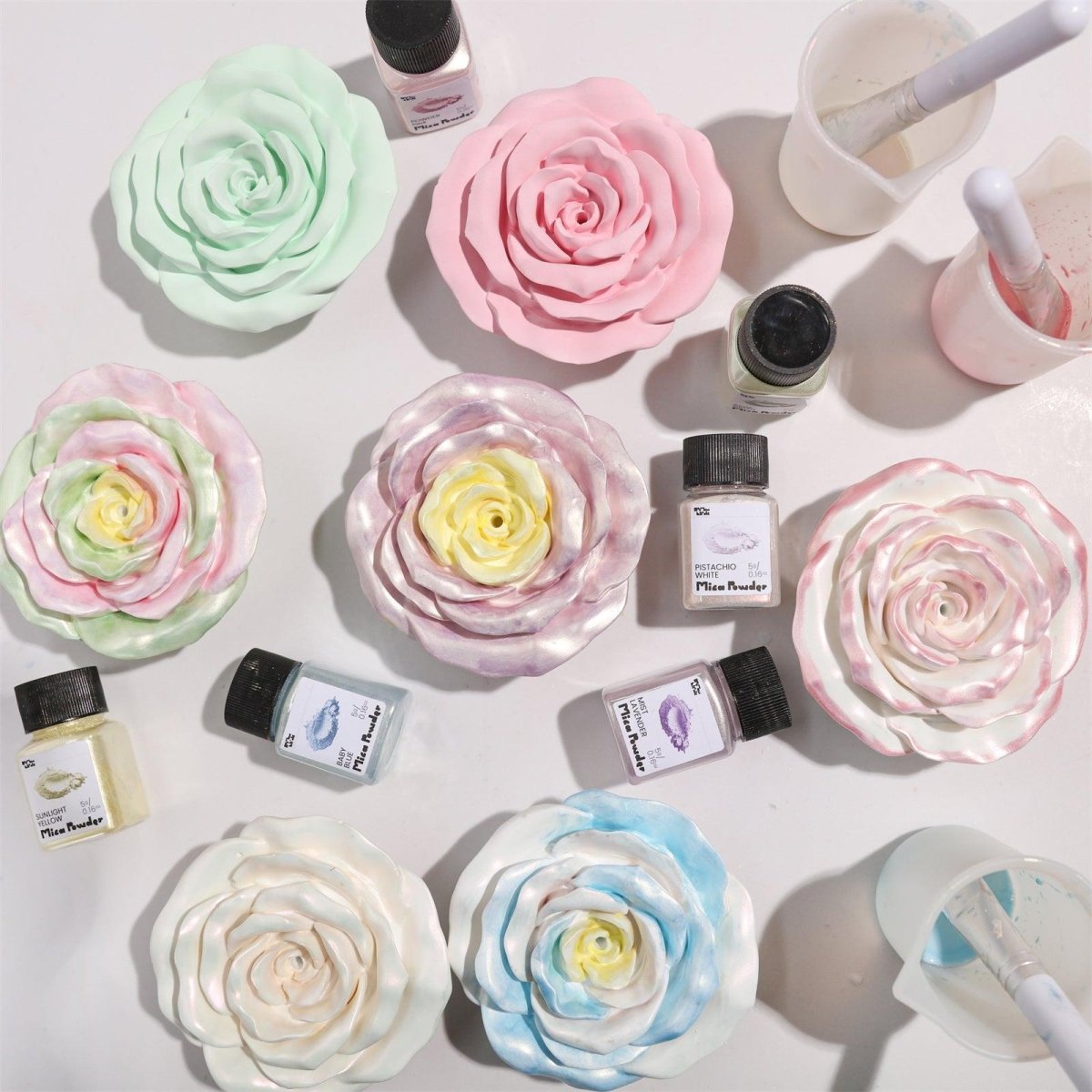 Hand-painted colorful rose incense holder with glitter sealing varnish- Boowan Nicole