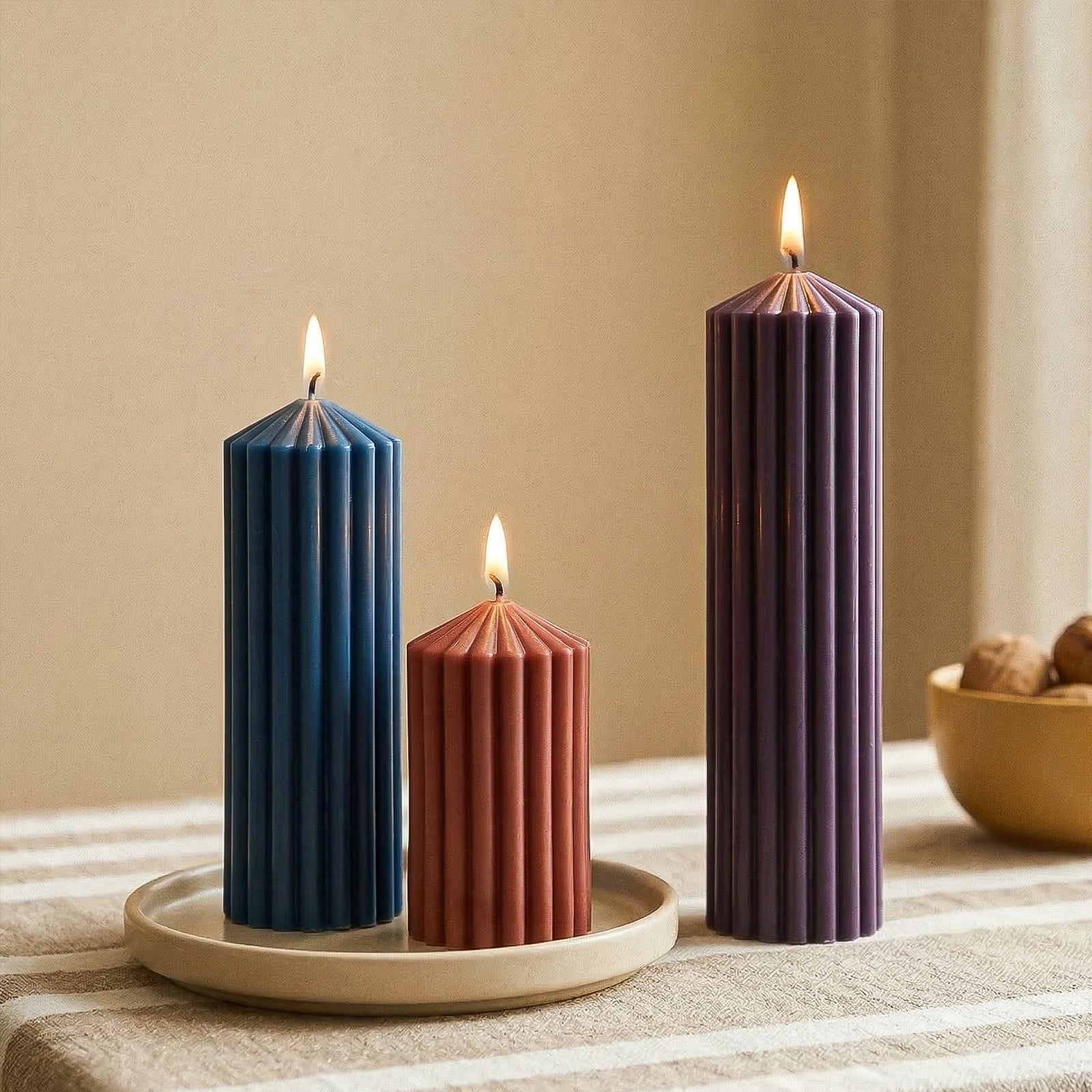 Serene Fluted Acrylic Pillar Candle Mold