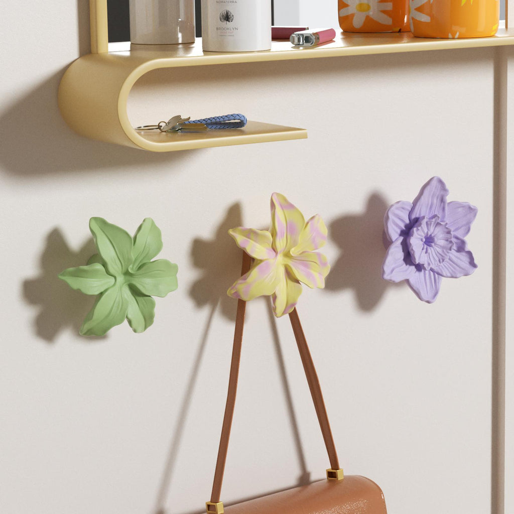 3D lily-shaped coat hook with intricate petal details, combining decorative elegance with practical functionality - Boowan Nicole