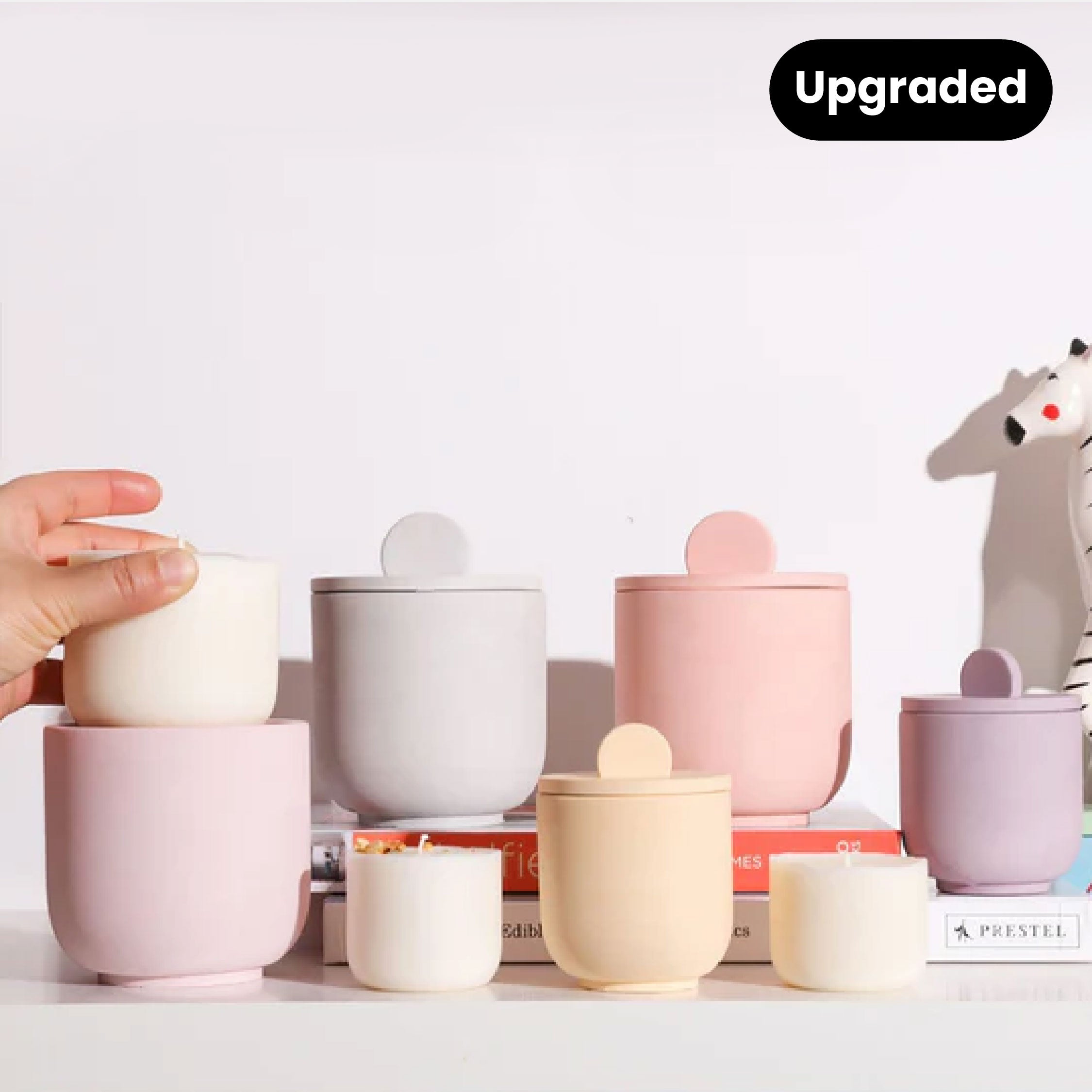 Simple Style Candle Jar & Lids Silicone Mold With Refill Mold