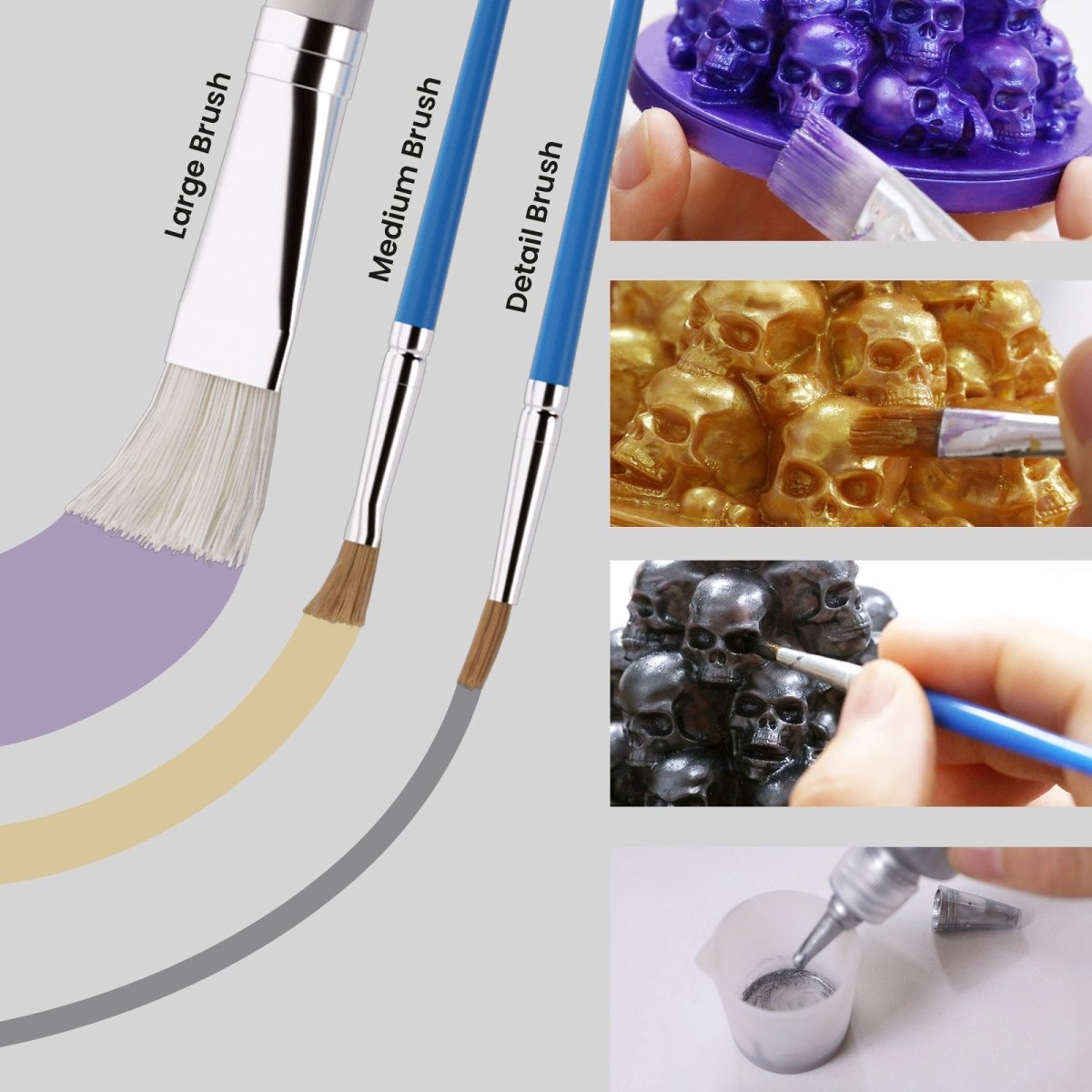 Three brushes in different sizes and thicknesses for various applications - Boowan Nicole