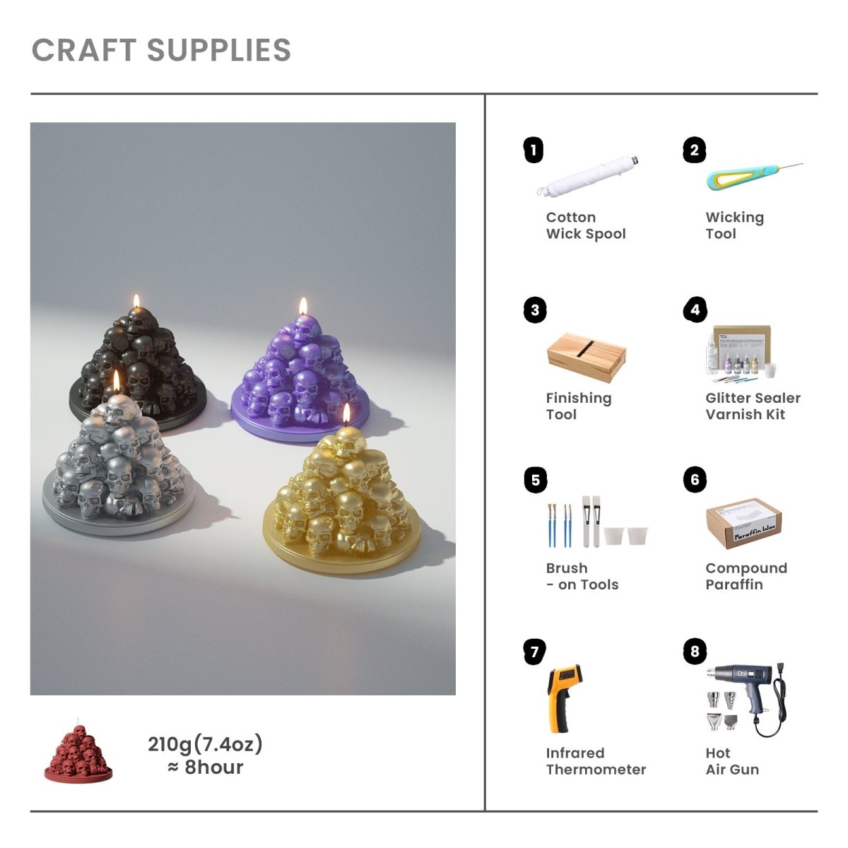 Craft Supplies ：Candle Varnish Set & Finishing Tool & Brush - on Tools & Cotton Wick &  & Wicking Needle Threading Tool & Paraffin Wax & Infrared Thermometer & Hot Air Gun
