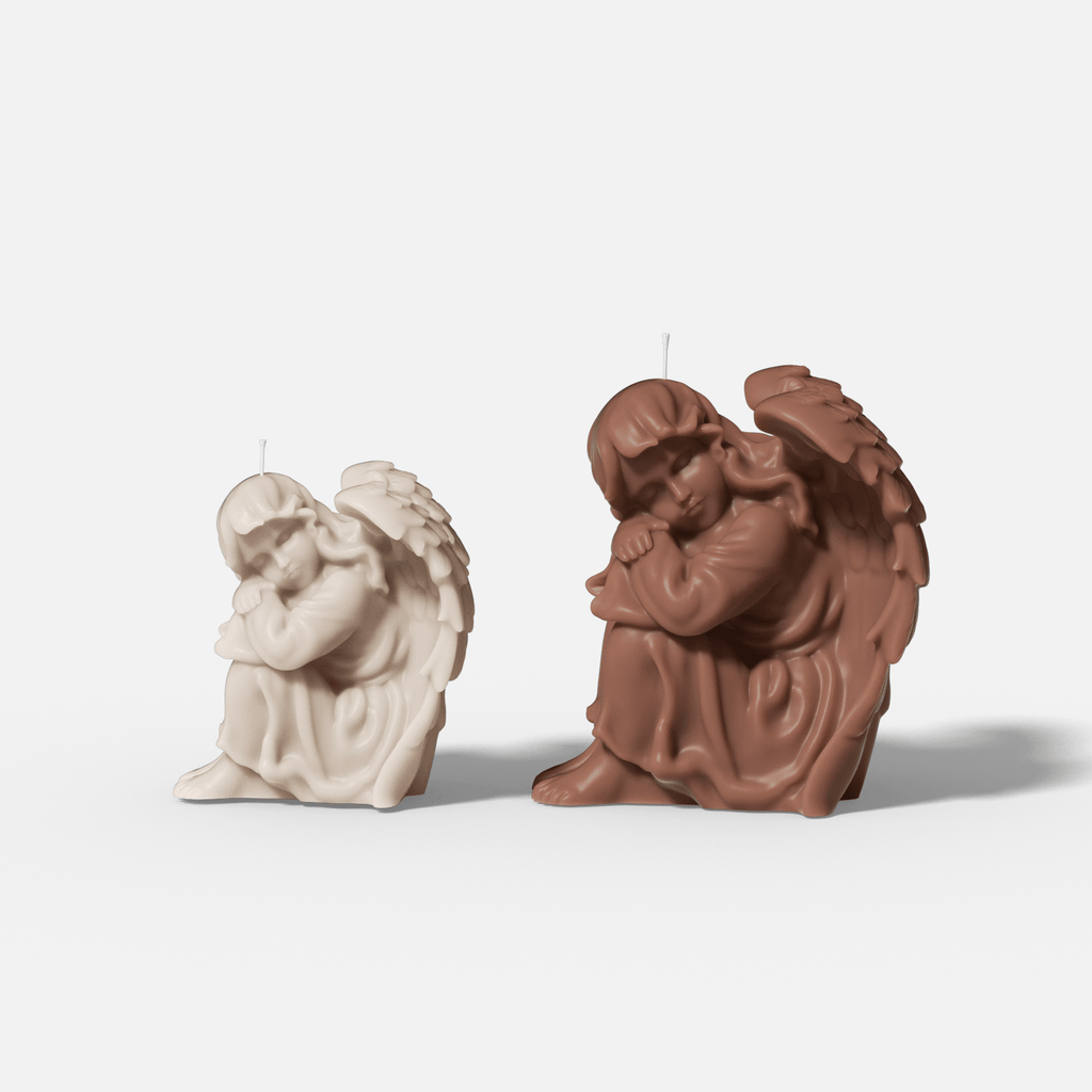 Small and large sleeping angel 3D candles with folded wings - Boowan Nicole