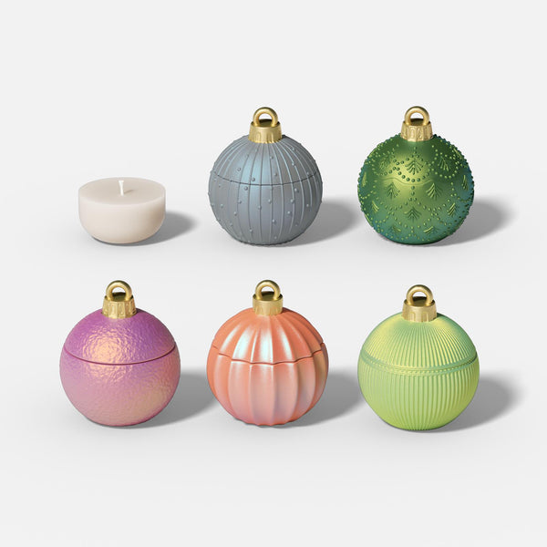 4oz Christmas Twinkle Bauble Candle Jar & Refill Silicone Mold Collection