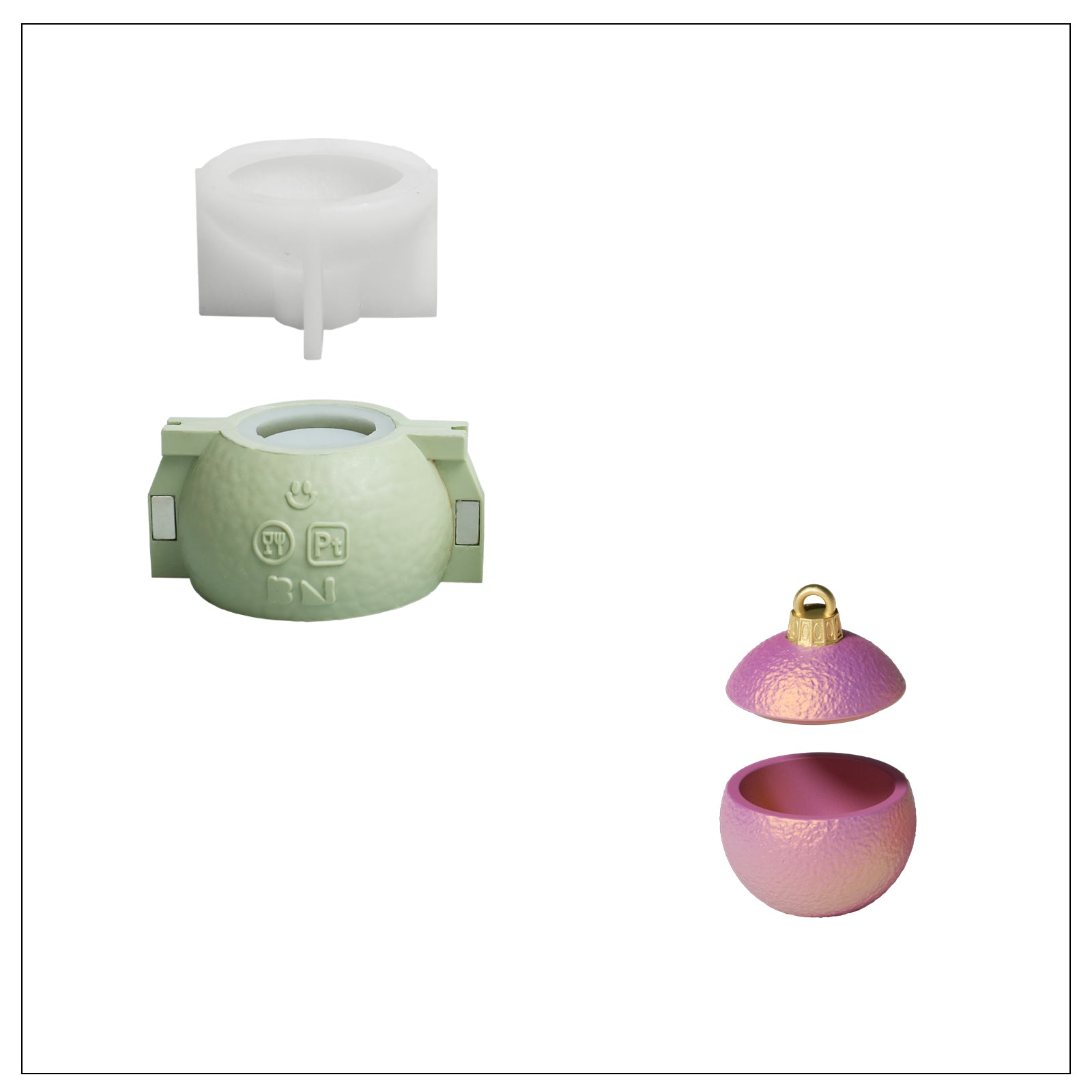 4oz Christmas Twinkle Bauble Candle Jar & Refill Silicone Mold Collection