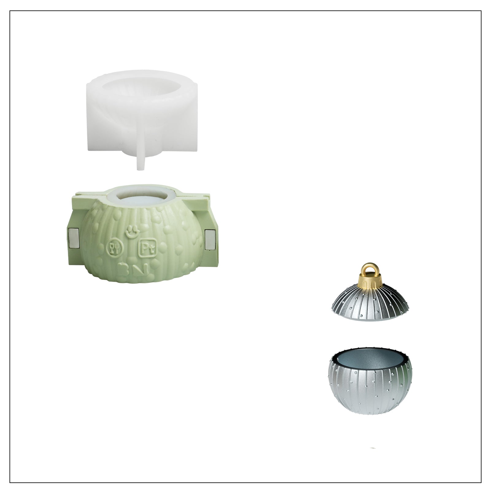 4oz Christmas Twinkle Bauble Candle Jar & Refill Silicone Mold Collection