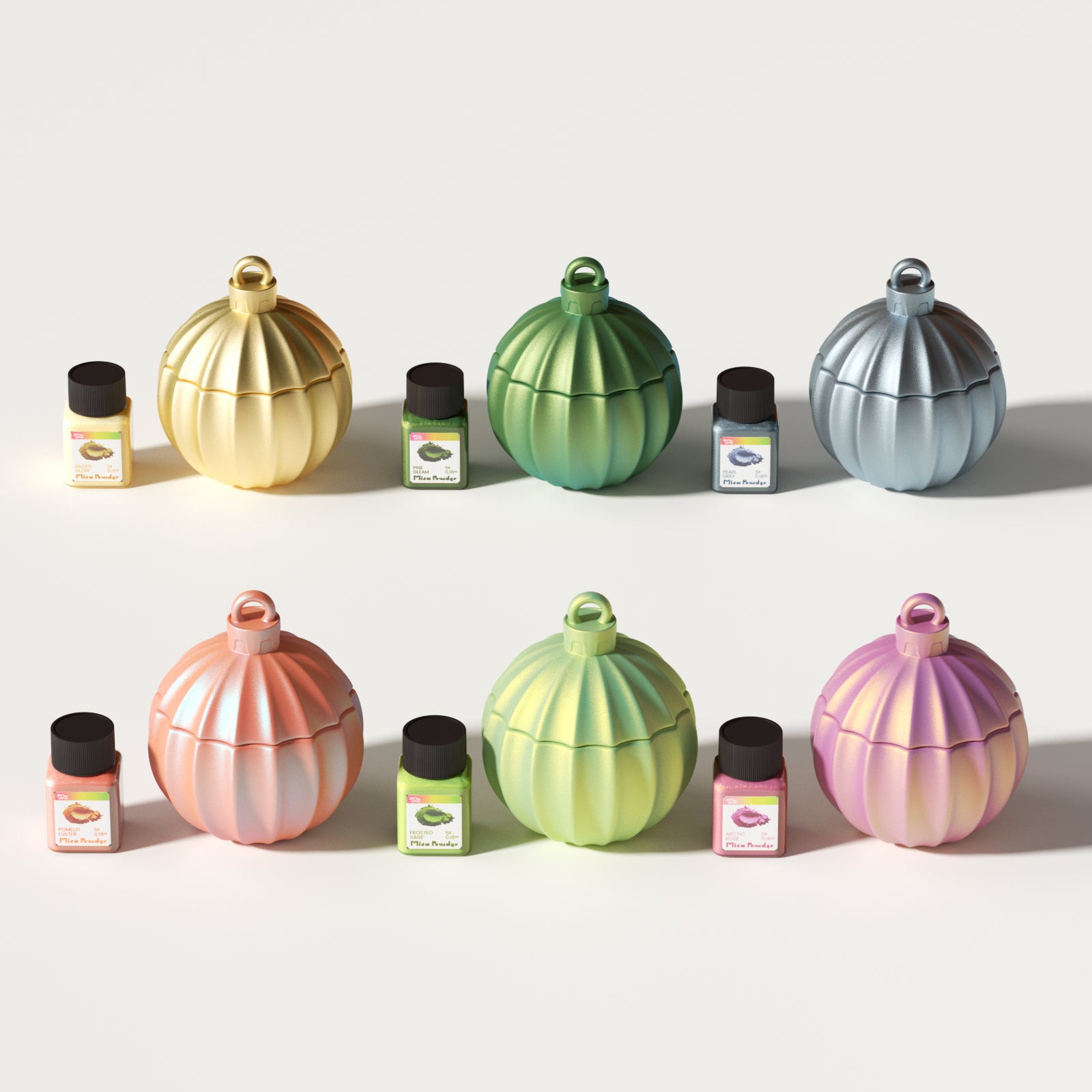 Glitter Colorable Acrylic Gloss Sealer Varnish with Mica Powder Kit - 6 of Aura Colors