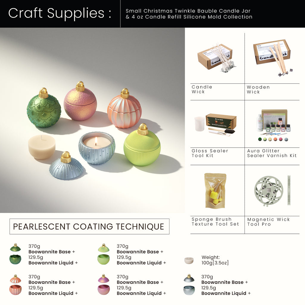 Craft Supplies : Candle Wick & Wooden Wick & Gloss sealer tool kit & Aura glitter sealer varnish kit & Sponge brush texture tool set & magnetic wick tool pro