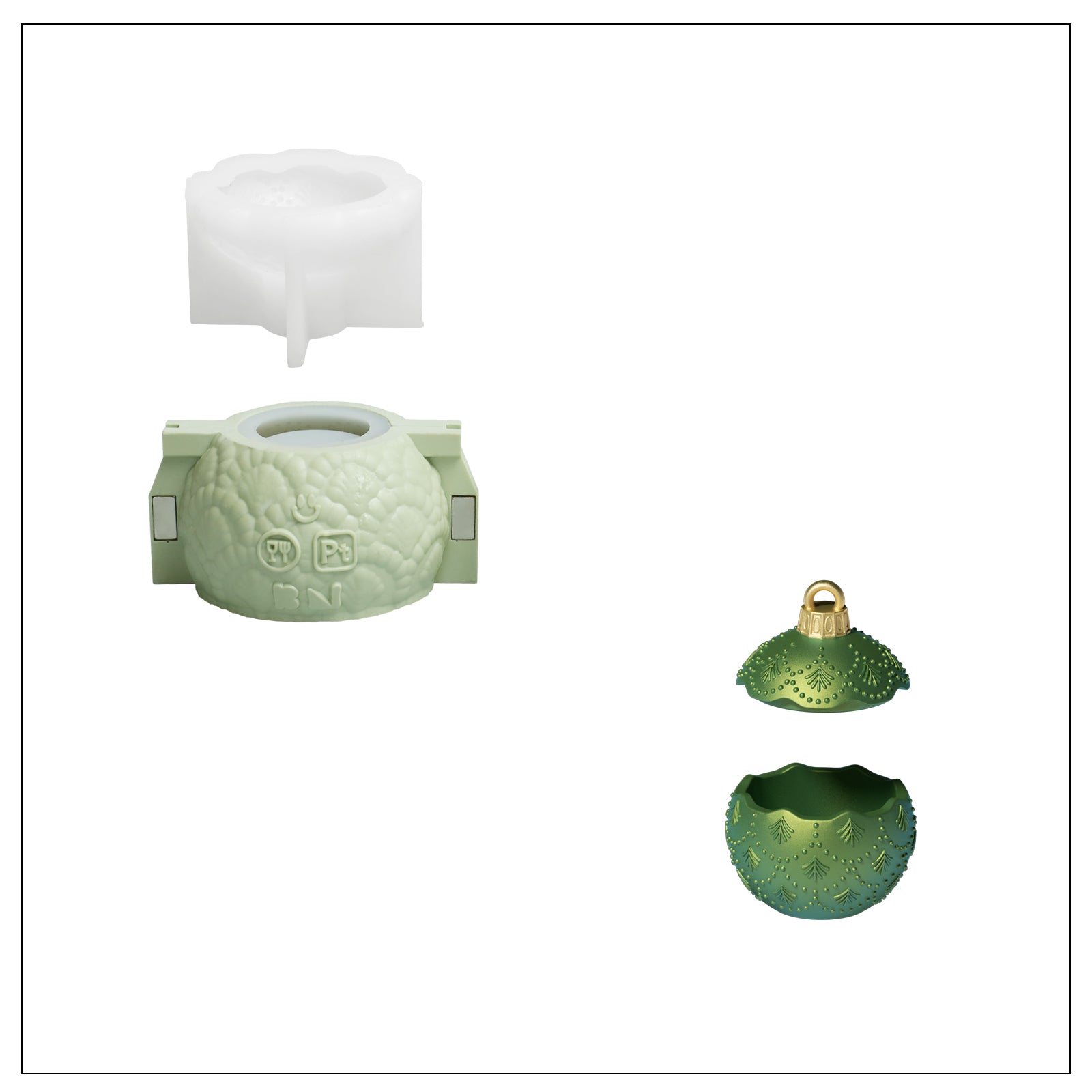 4oz Christmas Twinkle Bauble Candle Jar & Refill Silicone Mold Collection