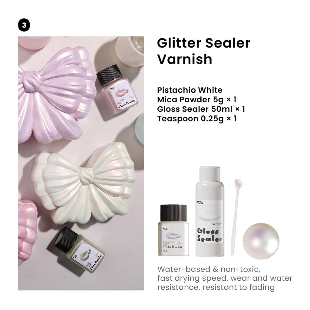 Get the Pistachio White Glitter Sealer Varnish Set - Boowan Nicole