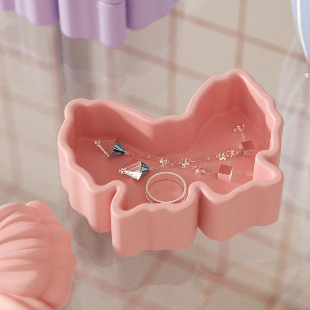 Handmade small pink bow storage jar, perfect for holding your jewelry-Boowan Nicole