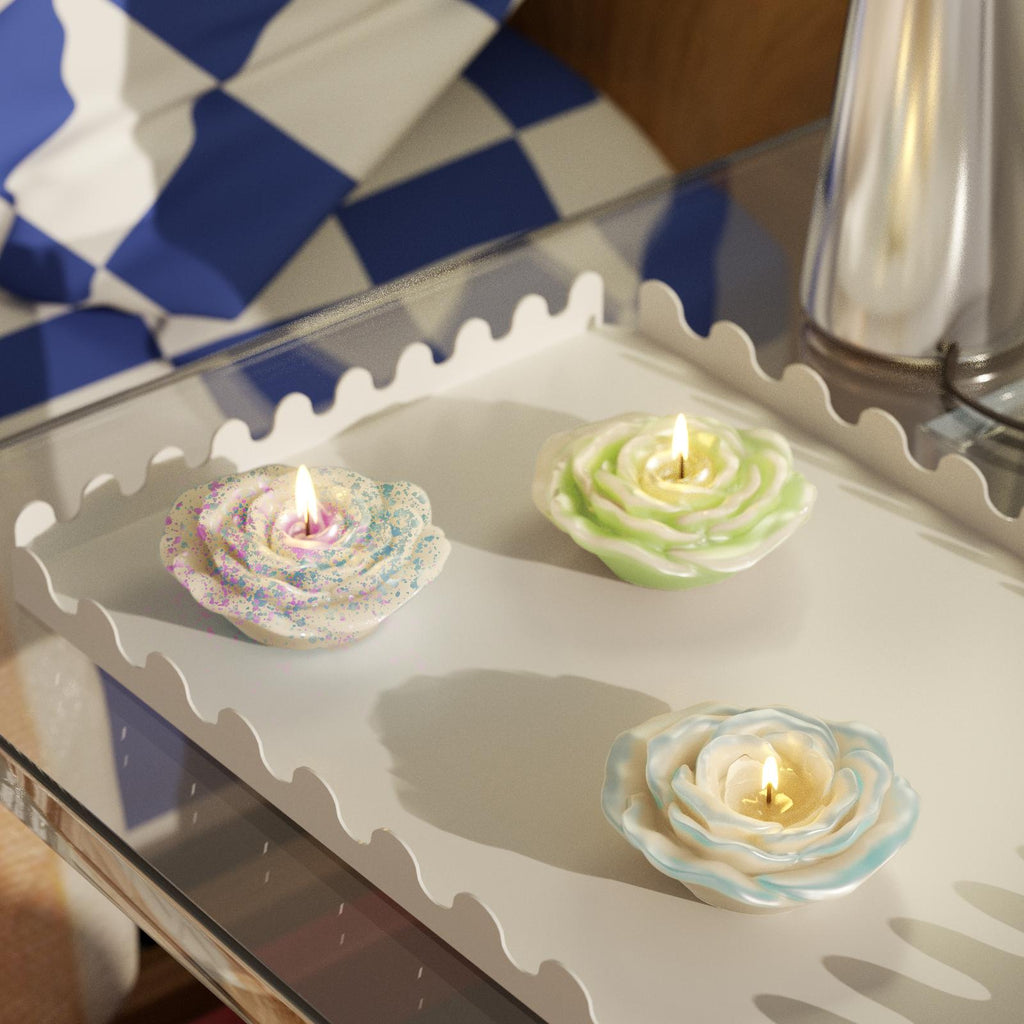 Handmade rose candles in various colors and styles - Boowan Nicole