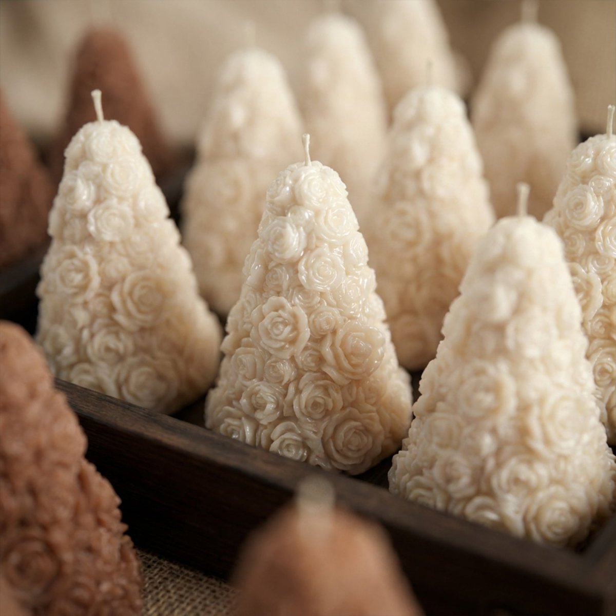 The wooden pallet showcases intricate layered rose petal details with a lustrous finish - Boowan Nicole