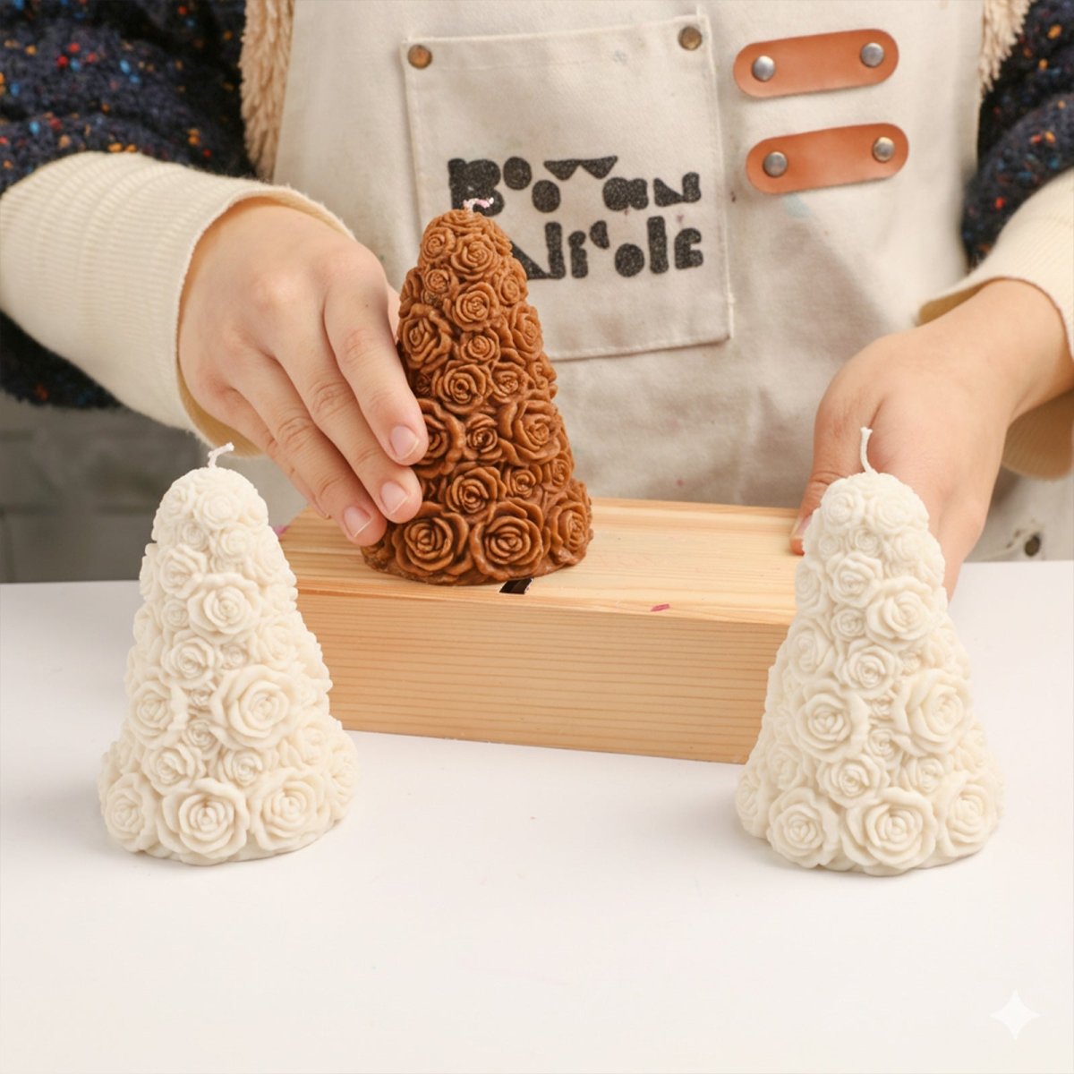 Using a trimming tool to refine the candle base for better precision and stability - Boowan Nicole