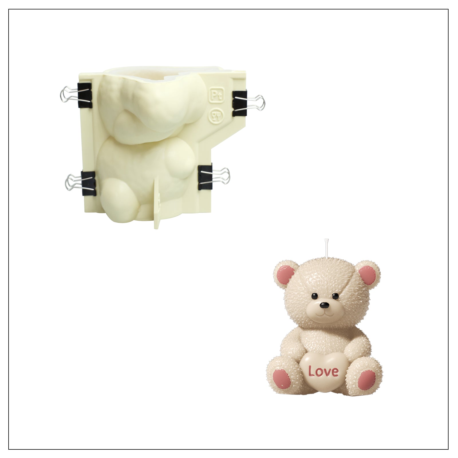 スナグルハートベア キャンドル シリコンモールド