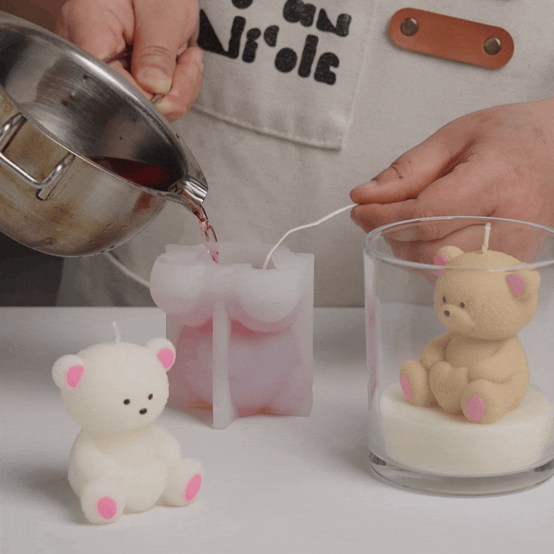 Full Process of Teddy Bear Candle Making: Pouring, Demolding, Painting & Jar Packaging - Boowan Nicole
