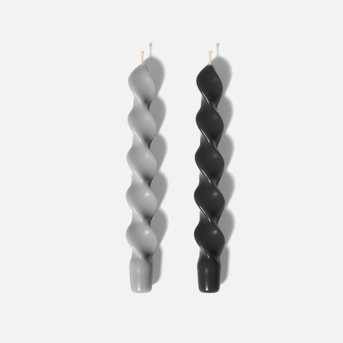 PLAY Spiral Taper Candle - Set of 2 - Midnight Ebony Black & Pebble GreyCandleC0286-5