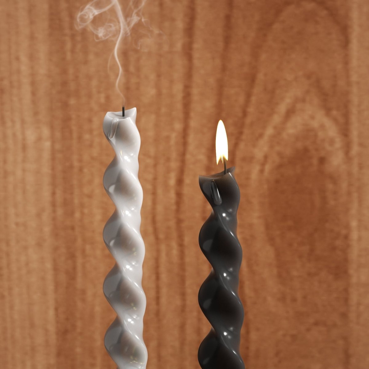 The lit black and gray candles add a stylish atmosphere to the space-Boowan Nicole