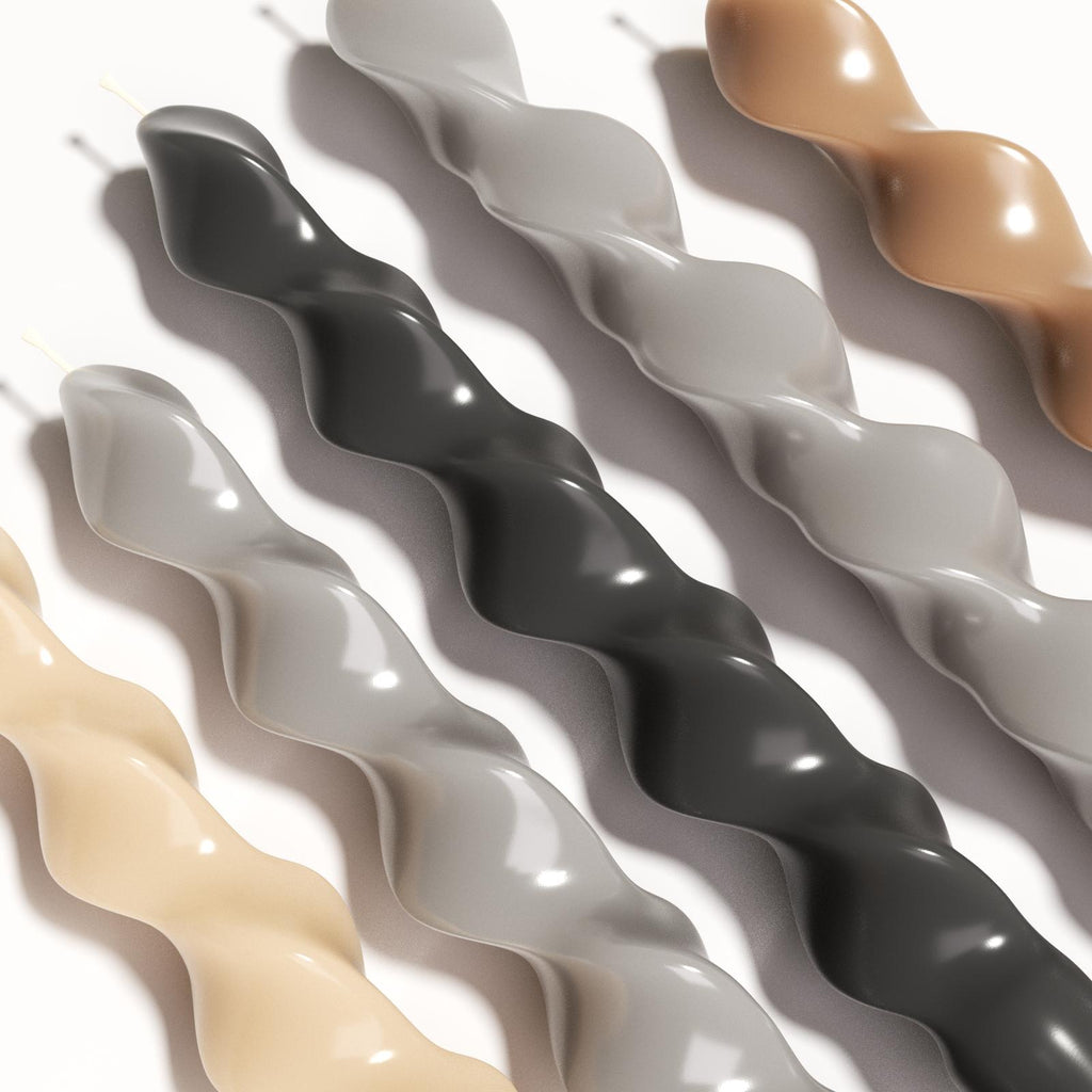 A variety of brown-toned twisted glossy taper candles for you to choose from-Boowan Nicole
