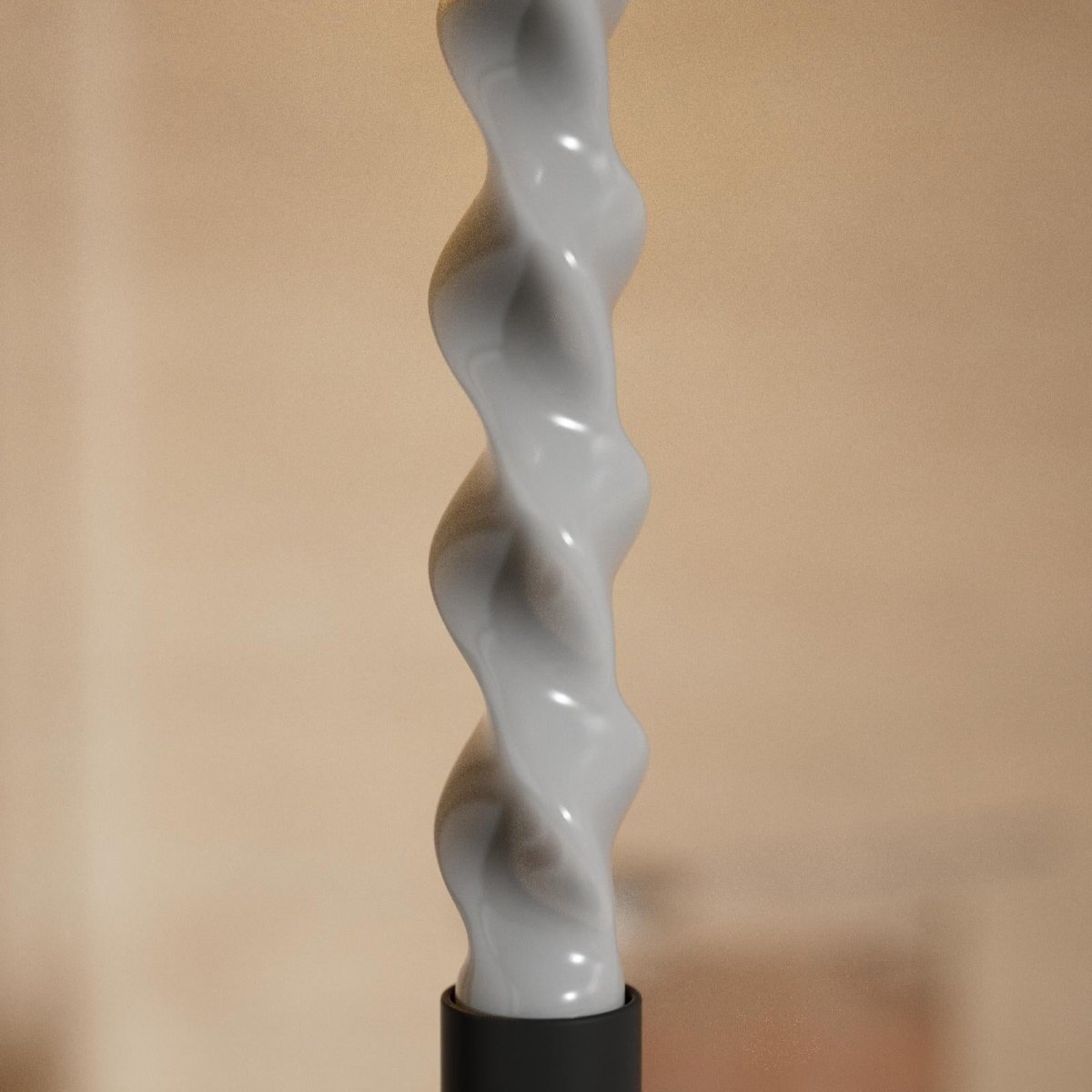 Gray twisted taper candle with a jelly-like translucent texture-Boowan Nicole