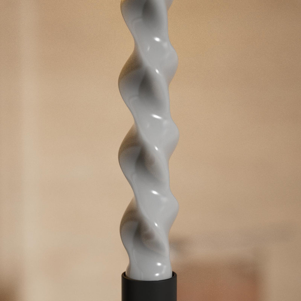 Gray twisted taper candle with a jelly-like translucent texture-Boowan Nicole