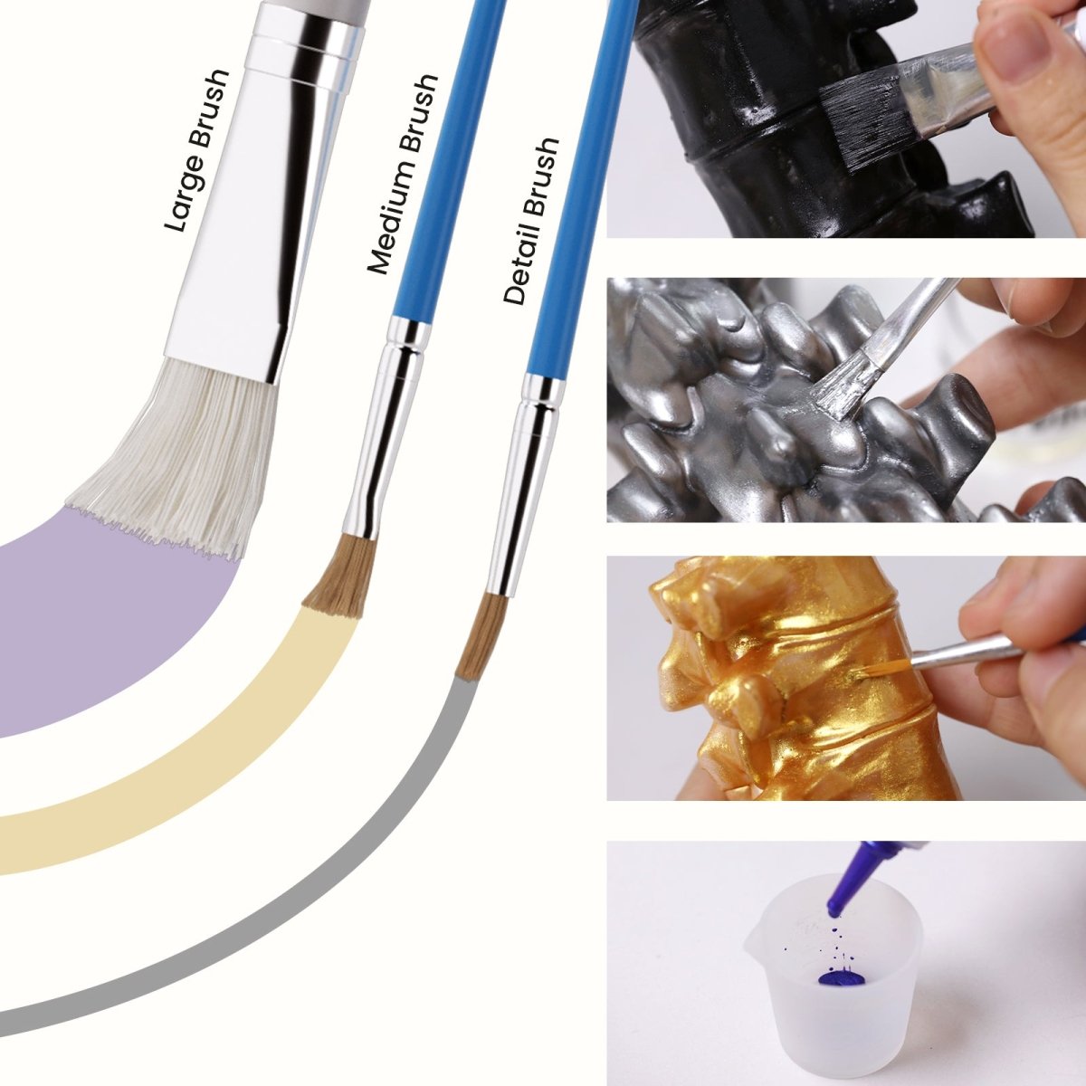 Three brush sizes for detailed and broad-surface candle painting - Boowan Nicole