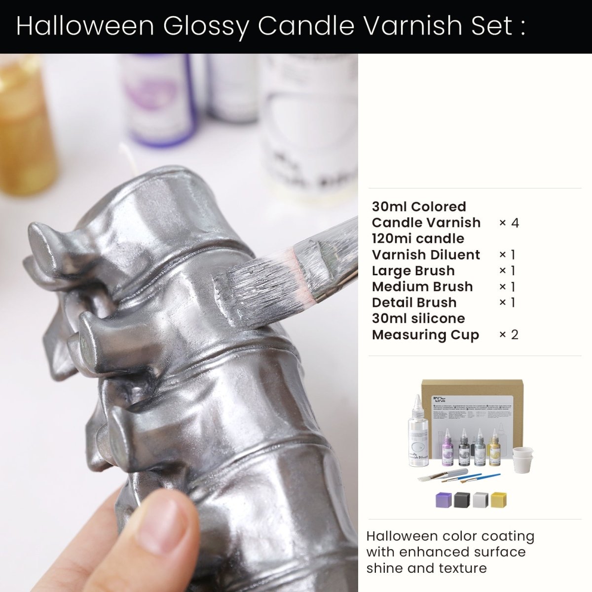 Buy halloween glossy candle varnish set - Boowan Nicole