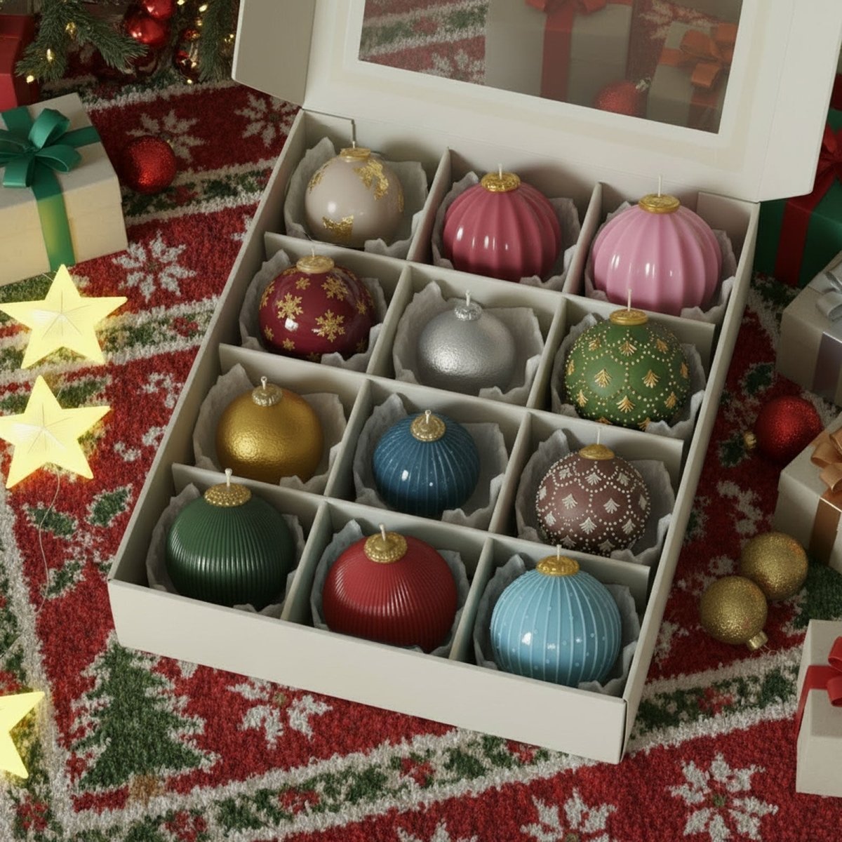 Starlit Dots Christmas Bauble Candle Silicone Mold3D Candle MoldLZ0949