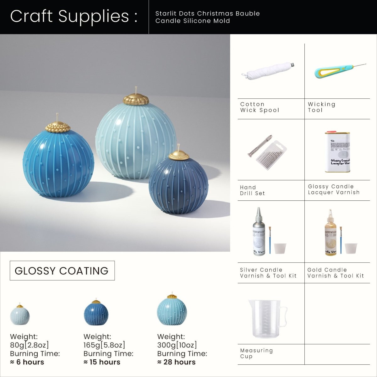 Starlit Dots Christmas Bauble Candle Silicone Mold3D Candle MoldLZ0949