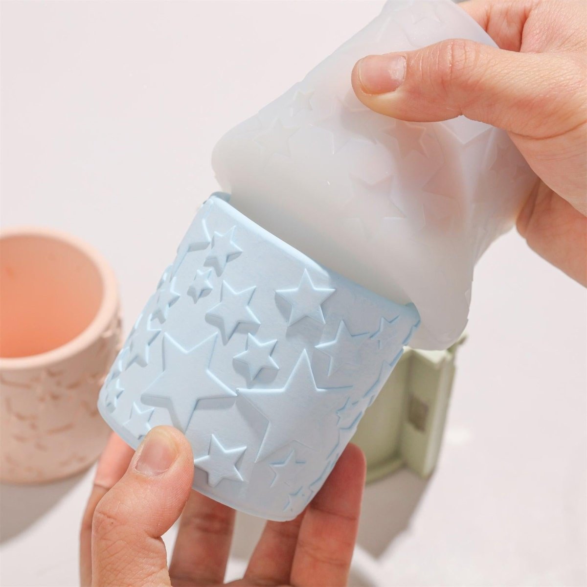 Star-shaped candle jar silicone mold, ideal for making decorative concrete, plaster, or resin candle containers-Boowan Nicole