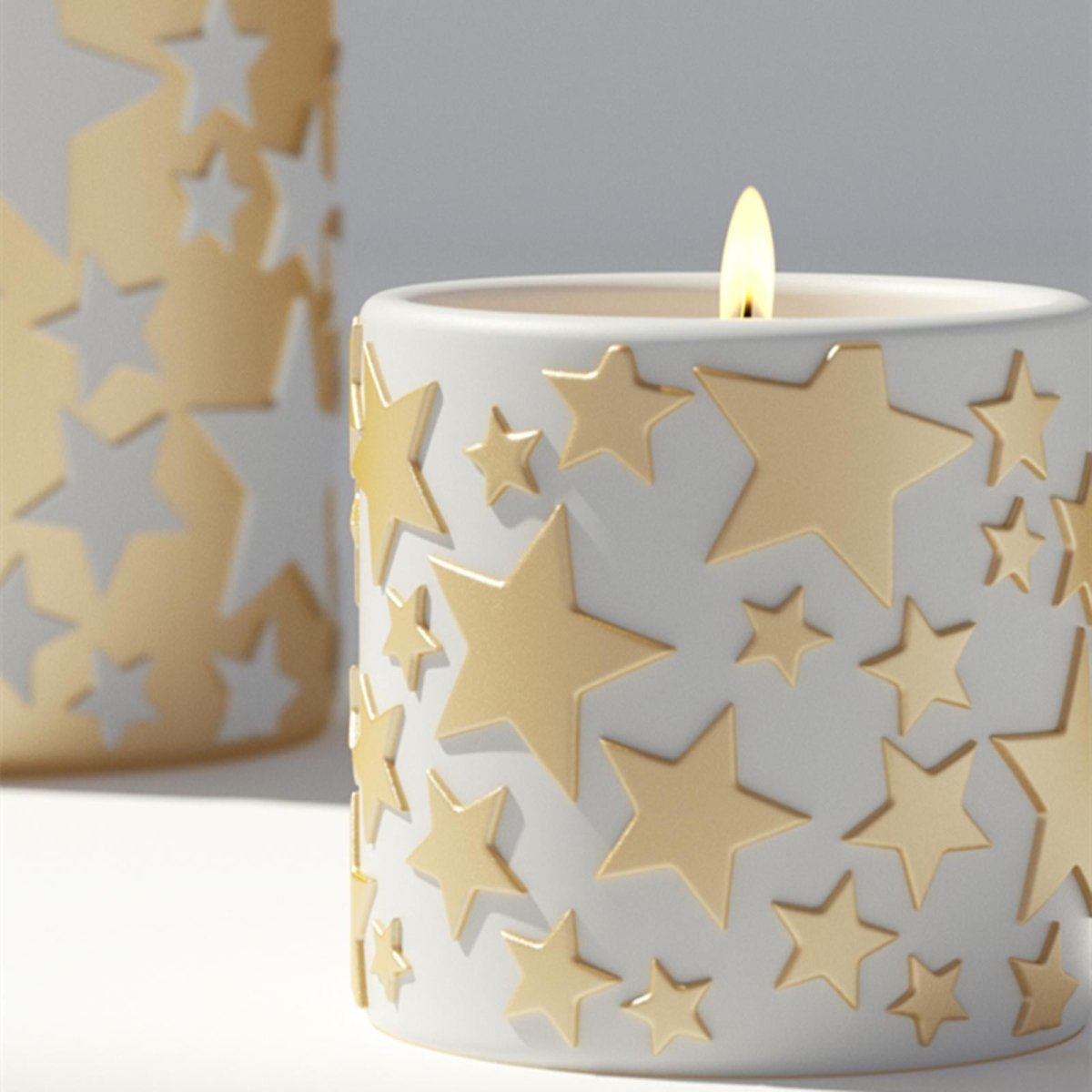 Close up view reflects the delicacy of the hand-colored gold stars-Boowan Nicole