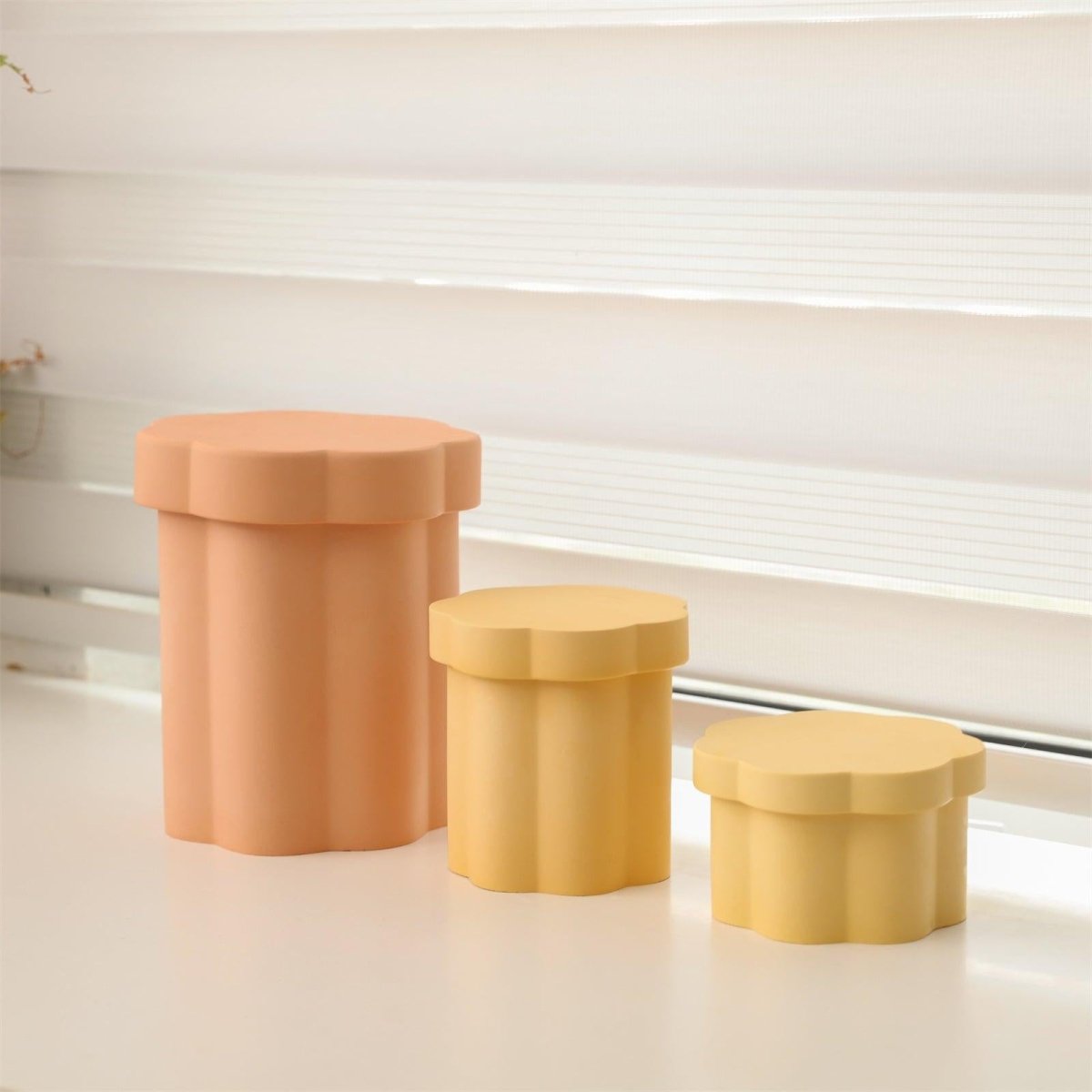 Floral Column Storage Jar Silicone MoldOffice Accessories MoldSH1085-1+SH1085-2