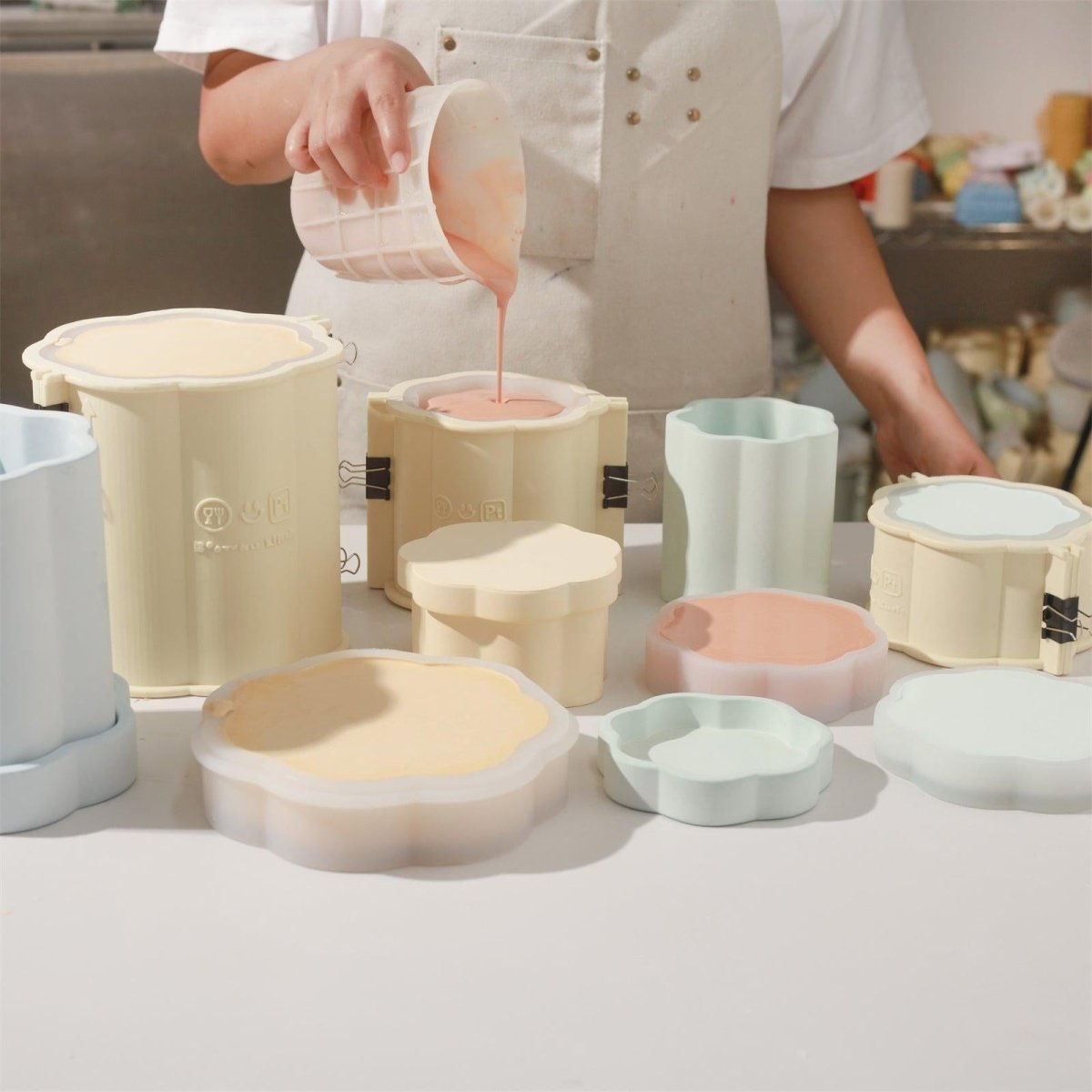 Floral Column Storage Jar Silicone MoldOffice Accessories MoldSH1085-1+SH1085-2